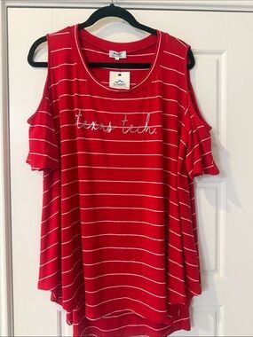 Piko 1988 Red and White Striped Cold-Shoulder Tank Top